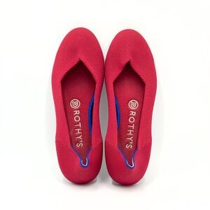 Rothy's The Flat Chili Red Blue Stripe Women’s Size 7.5 Round Toe Recycled CUTE
